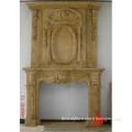 yellow marble double fireplace mantel